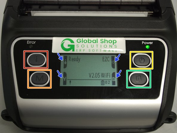 At the top left is the Info button. It has a lowercase &quot;i&quot; on it.