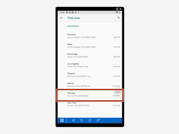 Select your time zone within your region.