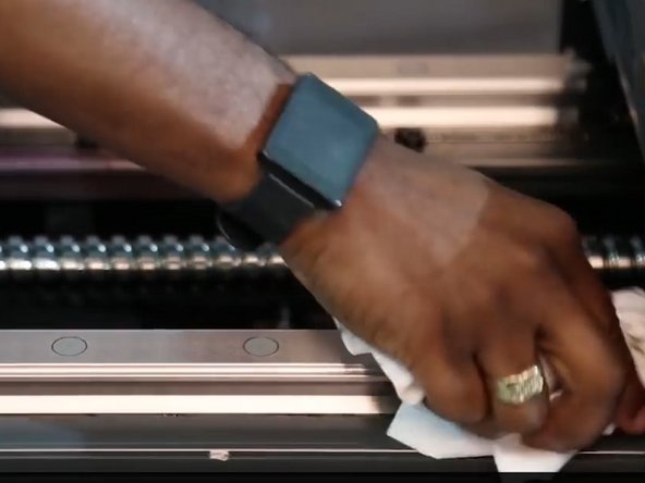 Remove any remaining chips or debris from the linear guides.