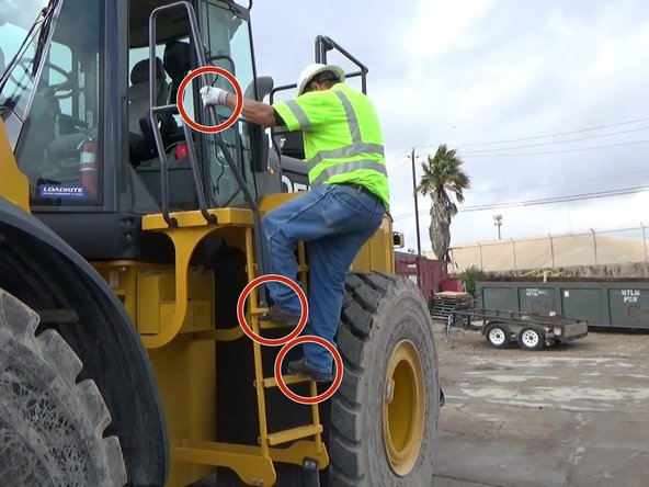 Use all four points of contact when exiting the cab.