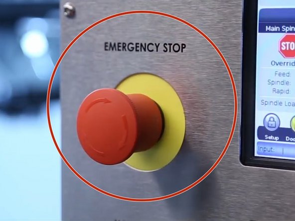 Failure to E-Stop the machine can put operator at risk of electric shock!