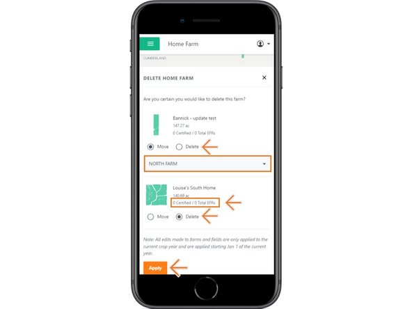 Fields that have a certified Electronic Field Record (EFR) cannot be deleted, and must be moved.