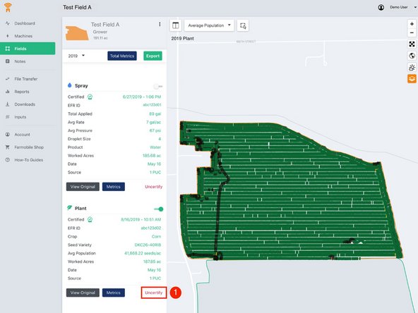 Select 'Uncertify' to update the EFR and certify it with the correct information.