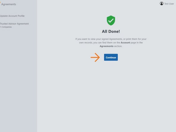 You have successfully signed your Trusted Advisor Agreement!