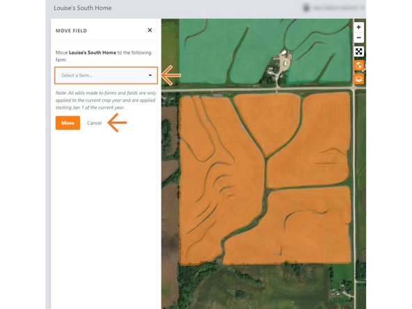 Move the selected field to another farm within the same Grower.