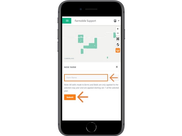 Once your farm is created, you can then add new fields to the farm.
