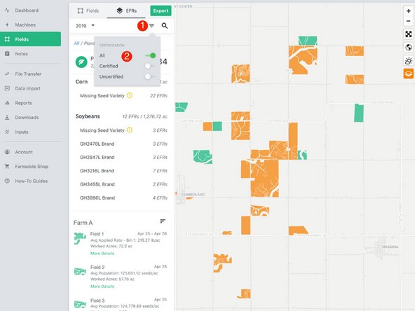1. Select the filter menu button.