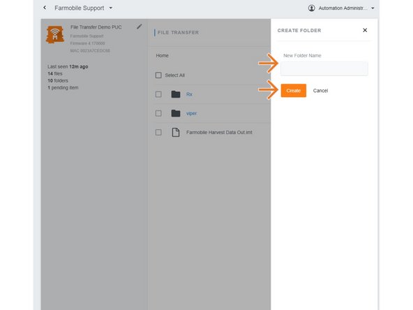 Enter the name for the new folder.