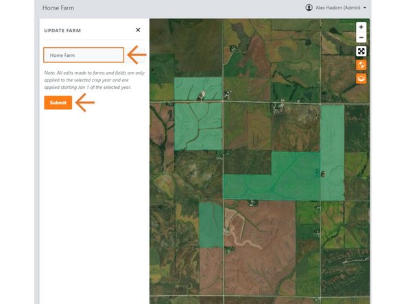Edit the name of the farm in the text box.