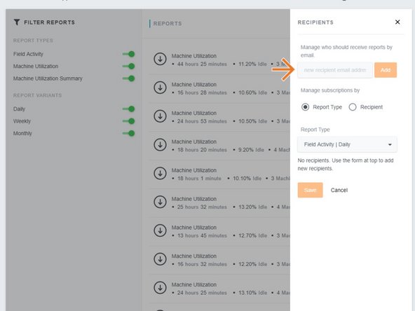 Adding an email address will add the email to the 'Manage subscriptions by' section.