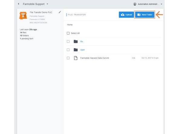 Selecting the New Folder button will open the 'Create Folder' window.