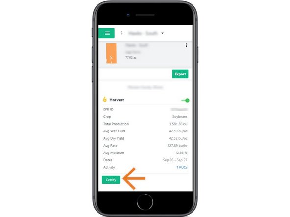 The Farmobile PUC™ device collected data will be populated for each EFR.