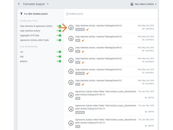 The list is sorted by date requested, so your most recent exports are listed at the top.