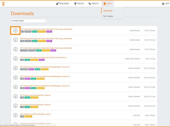 Navigate to the Downloads section under the Data icon.