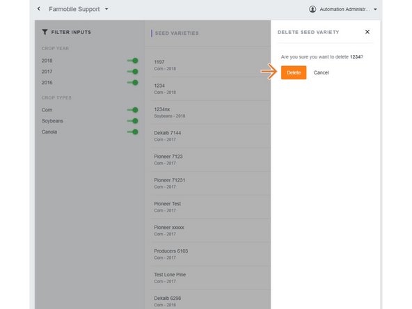 Confirm that you want to delete the selected 'Input'.