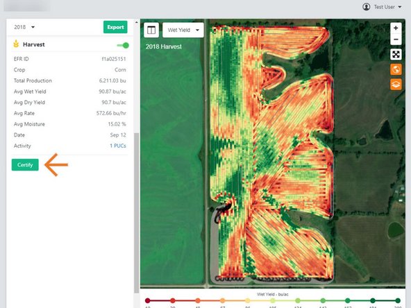 For a listed EFR,  select the 'Certify' button.