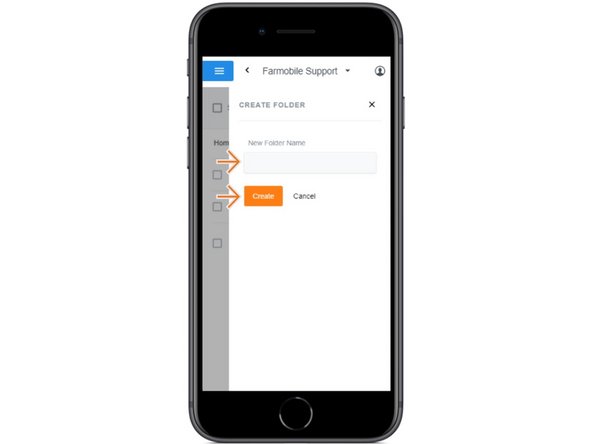 Select 'Create' to add your new folder to the Farmobile PUC devices.