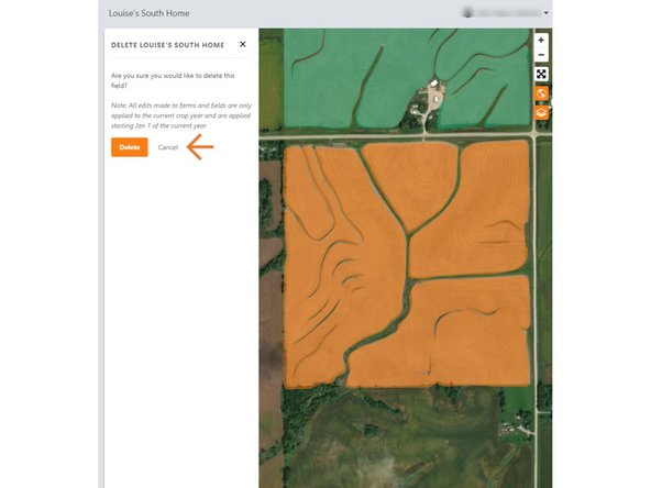 If the field does NOT have any certified Electronic Field Records (EFR) you will be prompted to confirm the Deletion.