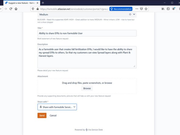 Add any additional supporting images / documentation and Send that request.