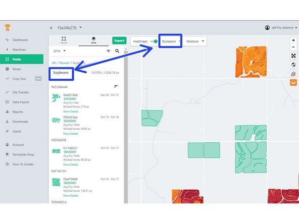 Selecting  the desired crop in the column to the left of the map.