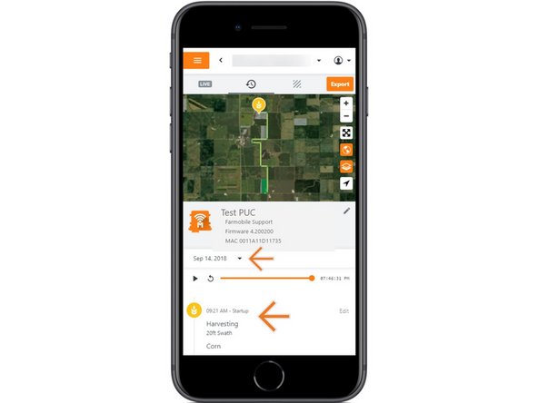 All of your Machine Startup sessions are listed in chronological order.  They display the recorded activity type, swath width, crop type, and seed variety (planting only).