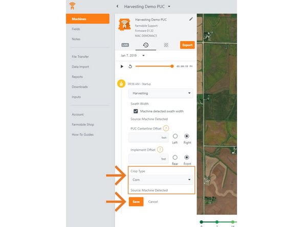 Use the 'Crop Type' drop down menu to select a different crop type.