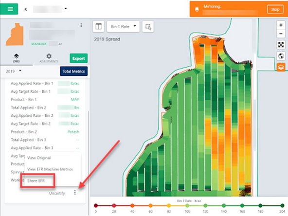 On the same ellipsis button, there will now be an option to share the EFR.