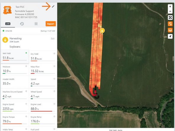 Select the Pencil icon next to the Farmobile PUC device name to enable the edit feature.