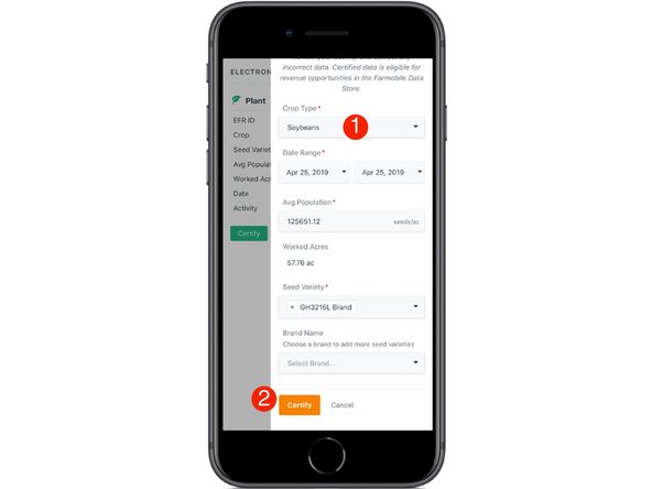 Select the 'Certify' button to complete the EFR certification.