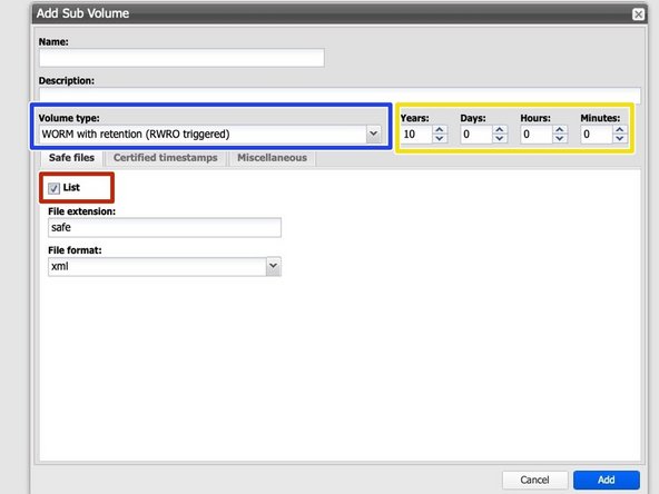 
Volume Typ: WORM mit Retention (RWRO)
