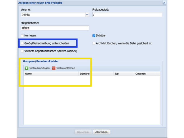 
Erstellen Sie eine Freigabe f&uuml;r Volume
