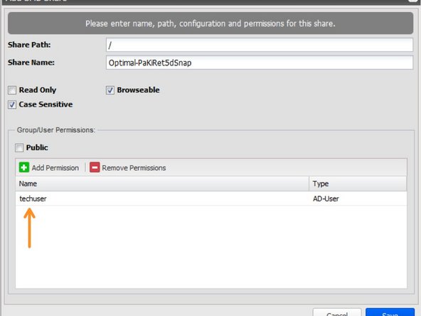 
Erstellen Sie eine Freigabe f&uuml;r die zuvor erstellte Volume
