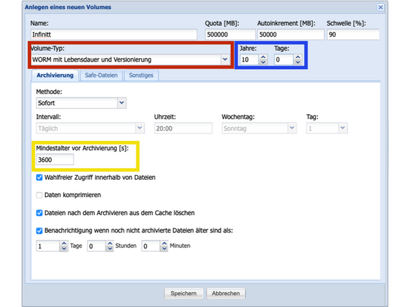 
Erstelle ein neues Volume
