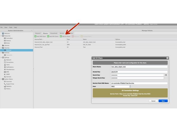 
Erstellen Sie nun eine neue Freigabe auf dem Ziel Volume.
