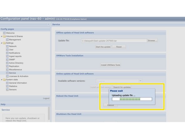 
Gehen Sie nun zu Service -&gt; Offline-Update der Head Unit-Software. Klicken Sie auf Durchsuchen und w&auml;hlen Sie die entsprechende Update-Datei aus.
