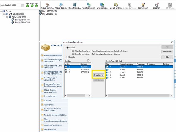 
Importieren Sie alle B&auml;nder in die Slots
