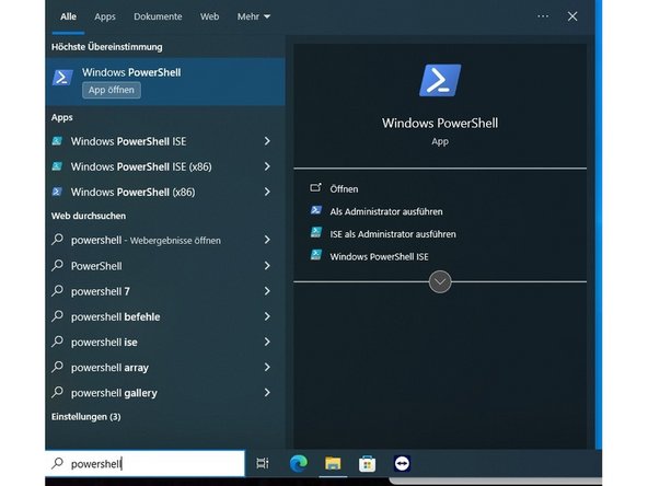 Öffnen sie die Windows Powershell