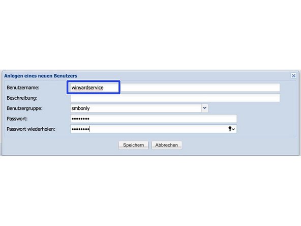 
WINYARD DMS verwendet einen dedizierten Benutzer f&uuml;r die Kommunikation mit der Netzwerkfreigabe. Der Benutzer kann sein

