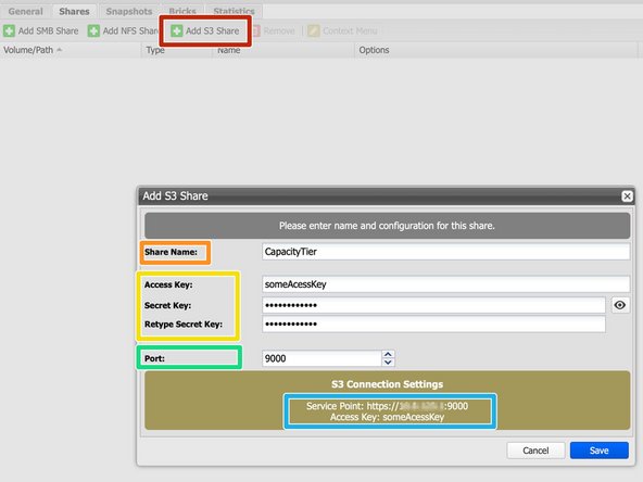 
Navigieren Sie in Ihrem Volume zum Abschnitt &bdquo;Shares&ldquo;

