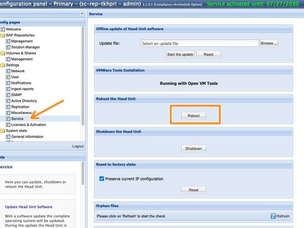 Reboot the Primary and Secondary Head Unit before the update.