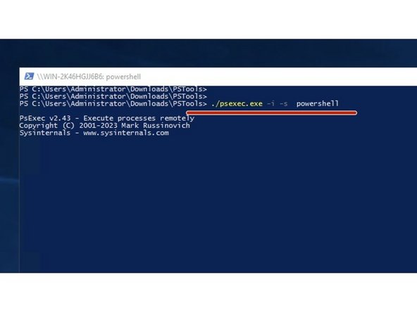 Wechseln sie mit cd in den Pfad wo sie die PsTools gespeichert haben. Hier z.B. C:\Users\Administrator\Downloads\PSTools