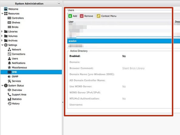 Create the acadon service user under SMB or join the machine to the active directory