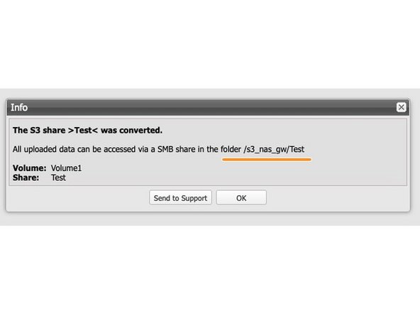 
Erstellen Sie eine neue SMB-Freigabe mit dem in der konvertierten Nachricht angegebenen Pfad
