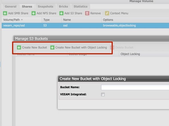 Create a new Bucket using the proper Button.
