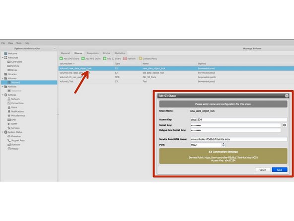 
Die Informationen zum neuen S3-Share m&uuml;ssen nun auch in die mc Config Datei eingetragen werden.
