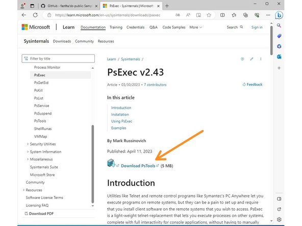 Als nächstes benötigen wir die Microsoft Sysinternal Tools - hier das Tool psexec.exe.