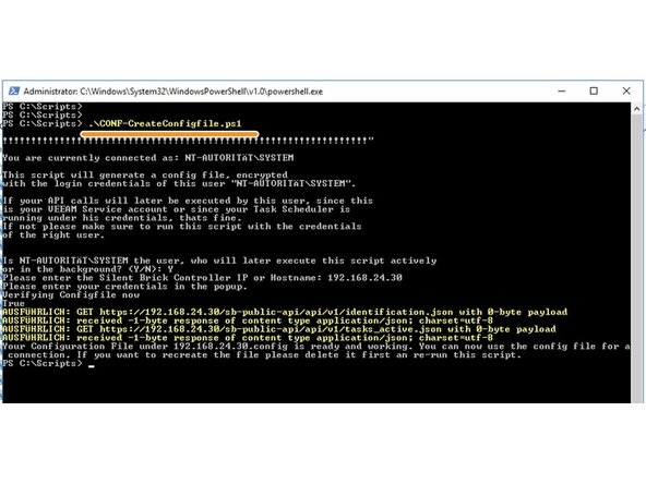 Wechseln sie nun im Powershell Fenster in diesen Ordner und führen Sie das Script zum Erzeugen eines Config Files aus.