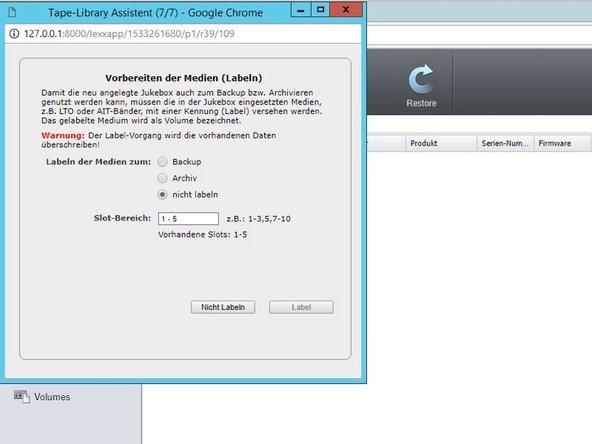 
Entscheiden Sie sich, die B&auml;nder noch nicht zu beschriften.
