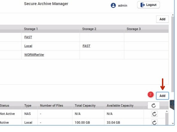 Choose &quot;Add&quot; in the Storage Section