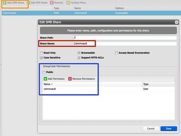 
W&auml;hlen Sie Ihre Volume und w&auml;hlen Sie die Registerkarte "Shares"
